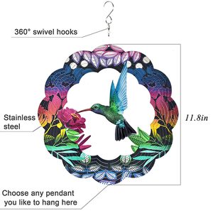 Girandola a Vento 3D a Forma di Colibrì Antiruggine in <span class=keywords><strong>Acciaio</strong></span> Inossidabile, Decorazione da Esterno Sospesa per Giardino - Product Image 2