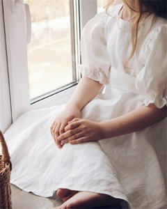 Vestido de Verano Personalizado para Niñas, Vestido Informal de Algodón y Lino de Color Sólido con Mangas Abullonadas para Niñas de 2 a 7 Años - Product Image 5