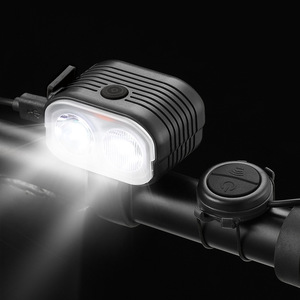 Luz de Bicicleta Personalizada, Luz Delantera Recargable de Doble LED con Bocina, 4 Modos, Resistente al Agua IP4, Material Plástico - Product Image 1