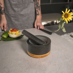 ชุดหินแกรนิต <span class=keywords><strong>Adobo</strong></span> ปูนและ Tomatillo ซัลซ่าขัดสมุนไพรและเครื่องเทศพร้อมถาดไม้ - Product Image 5