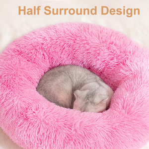 סגנון חדש מיטת מחמד נייד קטן מיטת שינה עגול קטיפה רכה קטיפה רך סופגניות כלב בית לחתול לישון - Product Image 4