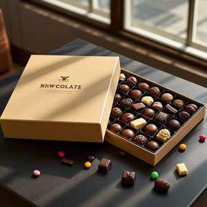 Cá nhân sang trọng nhỏ sô cô la Hộp Quà Tặng biểu tượng tùy chỉnh tráng Thẻ trắng bìa cứng nhắc Hộp bạc vàng lá dập - Product Image 1