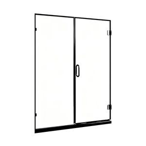 <span class=keywords><strong>Porte</strong></span> <span class=keywords><strong>de</strong></span> <span class=keywords><strong>douche</strong></span> à charnières transfrontalières Oumeiga, en aluminium noir, <span class=keywords><strong>porte</strong></span> plate, cloison en verre pour salle <span class=keywords><strong>de</strong></span> bain - Product Image 2