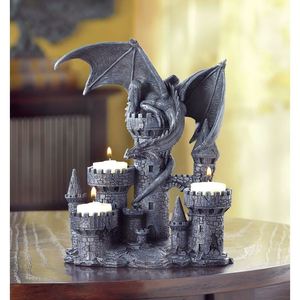 Chandelier en résine fait main personnalisé, motif <span class=keywords><strong>Dragon</strong></span> volant médiéval et Trône de château gothique, pour bougie chauffe-plat, idéal pour Noël et les fêtes - Product Image 2