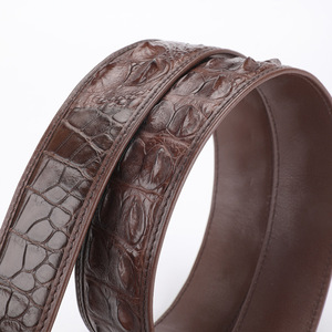 Cintura <span class=keywords><strong>in</strong></span> vera pelle con fibbia liscia <span class=keywords><strong>in</strong></span> osso di coccodrillo siamese per uomini di mezza età e giovani - Product Image 5