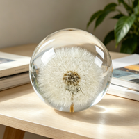 Produits Artisanaux Innovants en Résine : Boule Ronde en Résine avec Fleur de Pissenlit, Ornements en Boule de Cristal en Résine