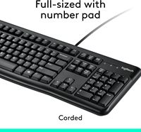 Combo de Teclado y Ratón con Cable Logitech MK120 para Windows, Ratón Óptico con Cable, Tamaño Completo, USB, Compatible con PC y Laptop