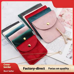 Manufacturer's Fashion Velvet Cloth Snap Jewelry <b>Bag</b> Simple Ring Necklace Storage <b>Mini</b> Jewelry Packaging Wholesale - Product Image 2