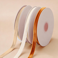 Ruban en velours simple face de 25 à 50 yards, largeur 3/8 pouce, en tissu satiné pour emballage cadeau, fabrication de nœuds pour cheveux, décoration de Noël