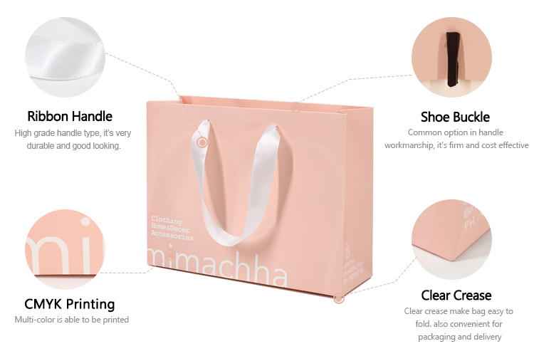 Flat bottom embossed gift bag paper for small business