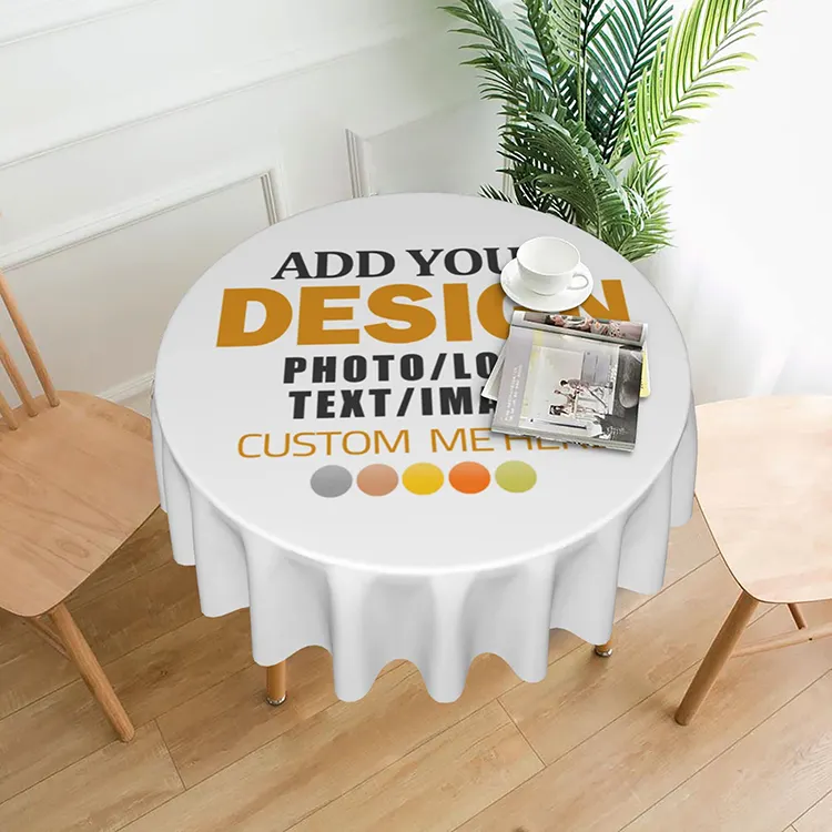 이벤트 파티를위한 맞춤형 프로모션 웨딩 레스토랑 로고 식탁보 폴리 에스테르 원형 테이블