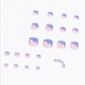 Oem Private Label Nieuwe Tenen Valse Nagels 24 S/box 3d Franse Ontwerpen Voet Valse Kunstnagel Tips Vierkante Druk Op Teennagels - Product Image 5