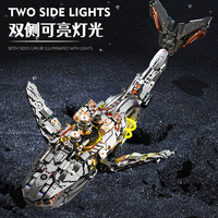 1388 Teile Mechanischer Wal mit Ständer und Licht, Meeresleben MOC Puzzle Bausteine, Zusammengebautes Bausatz Figuren für Kinder Spielzeug 13059