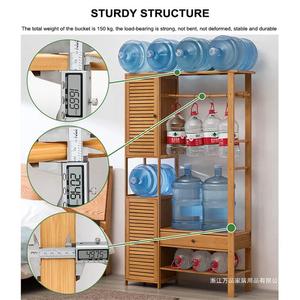 Bamboo Portable <b>Wardrobe</b> Heavy Duty <b>Hanging</b> Clothes Rack With Drawer And Shelves For Bedroom Storage - Product Image 3