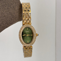 Montre à quartz vintage IEKE, best-seller transfrontalier, montre de luxe tendance ovale sertie de diamants pour femmes avec bracelet en acier fin