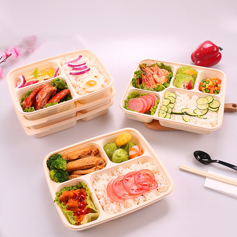Biodegradable disposable food containers tray with compartments