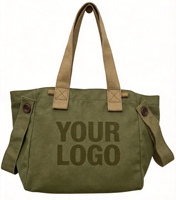 Tas Belanja Kanvas Lipat Kapasitas Besar Berkualitas Tinggi Warna Hijau dengan Logo Custom, Kuat dan Tahan Lama