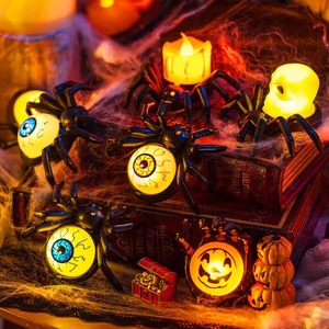 Lanternes citrouilles d'Halloween, bougies araignées originales, ambiance festive, décorations LED pour la décoration des fêtes - Product Image 1