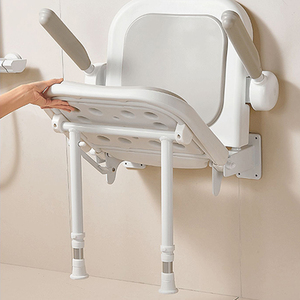 Adjustable Height Stainless Steel Shower Chair - <strong>Bath</strong> <strong>Bench</strong> for Elderly with Backrest, Safety Support - Product Image 1