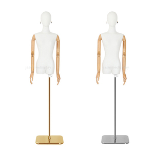 <span class=keywords><strong>Mannequin</strong></span> de forme de robe de <span class=keywords><strong>buste</strong></span> féminin enveloppé de tissu d'affichage de luxe <span class=keywords><strong>avec</strong></span> des <span class=keywords><strong>bras</strong></span> réglables en bois - Product Image 5