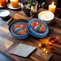 Fabrication OEM, Coffret Cadeau de Sous-Verres en Cylindre en Fer Blanc, Emballage Métallique, Vente en Gros, Sous-Verres Personnalisés, Ensemble de Boîtes en Fer Blanc