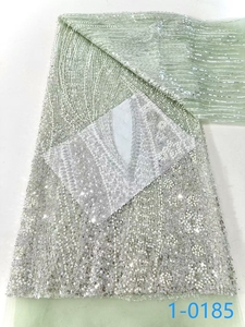 Nuovo arrivo tessuto ricamato a rete fiore di pizzo francese <span class=keywords><strong>dama</strong></span> all'ingrosso paillettes e tessuto di perline - Product Image 2