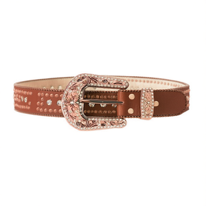 Ceinture en cuir pour femmes Nz Flower Half Buckle Diamond Belt 3.8x105Cm - Product Image 1
