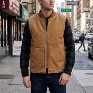 <span class=keywords><strong>Gilet</strong></span> de travail robuste pour homme en toile de canard, <span class=keywords><strong>gilet</strong></span> utilitaire en toile de coton durable avec col côtelé, <span class=keywords><strong>gilet</strong></span> de travail industriel marron - Product Image 1