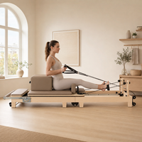 Machine de Pilates Reformer pliable et réglable en bois d'érable, gain de place, avec roues, écologique, pour la maison et les studios de fitness