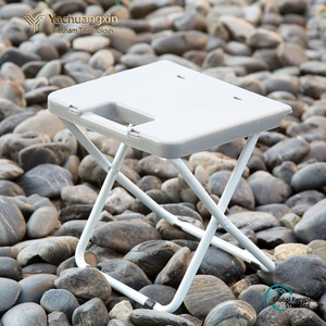 <b>Foldable</b> Outdoor <b>Table</b> Plastic Rectangular Minimalist Design Aluminum Frame Portable Lightweight Gray Color - Product Image 4
