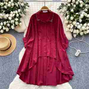 Blusas Casuales de Manga Larga para Mujer, Camisas con Mangas Murciélago y Diamantes, Tops Casuales para Mujer, Ropa al por Mayor - Product Image 3