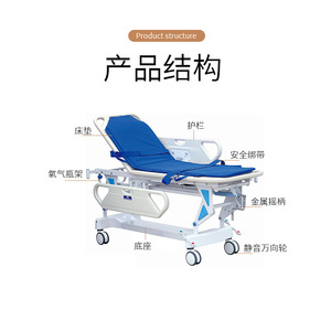 Takusei Hospital Patient Transfer Vehicle 1.5mm Cold Rolled Steel <b>Plate</b> 75 Back Lift Manual Nursing Bed - Product Image 3