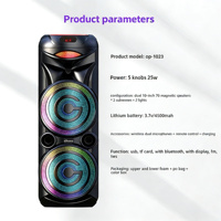 Altavoz Portátil para Exteriores de Alta Potencia con Bluetooth, Doble Micrófono, Ranura para Tarjeta de Karaoke RGB, Compatible con Computadora, Batería, Sonido
