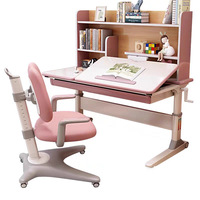 Bureau en bois massif avec étagère intégrée, table d'étude réglable pour enfants, idéal pour les élèves du primaire et du secondaire, chambre à coucher moderne