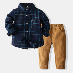 Ensemble de vêtements pour garçons de <span class=keywords><strong>1</strong></span> à 5 ans, chemise à carreaux formelle, pantalon blanc, <span class=keywords><strong>tenue</strong></span> de printemps, anniversaire, <span class=keywords><strong>mariage</strong></span>, fête - Product Image 6