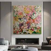 Peinture à l'huile abstraite 3D grand format sur toile, couteau à palette, fleurs texturées, art mural moderne, salon, décoration colorée inspirée