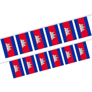 थोक 5.5x8 इंच कंबोडिया स्ट्रिंग बन्टिंग झंडे के लिए इनडोर और आउटडोर सजावट (20pcs/सेट)