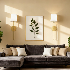 Lámpara de pared moderna con cuerpo de cobre y pantalla blanca, bombilla LED E26 con interruptor para dormitorio, sala de estar y pasillo - Product Image 2