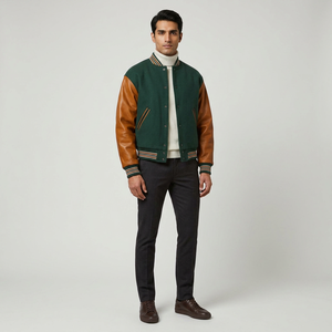 Chaqueta Varsity de Béisbol Personalizada para Hombre, Informal, de Algodón, con Mangas Largas, Estilo Letterman, Ropa Deportiva, Abrigos de Invierno, Tallas Grandes para Primavera - Product Image 1