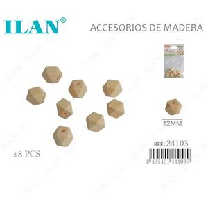 Perline ottagonali in legno Ilan da 12 mm per progetti artigianali - Product Image 1