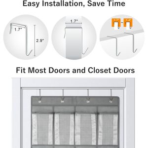 16-Pocket Hanging Organizer Breathable Mesh <b>Shoe</b> Storage Over The Door With <b>Hooks</b> For Closet And Travel Use - Product Image 5