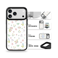 Coque de téléphone AG Feeling Black Edge avec motif Jardin Printanier doré pour iPhone 17, 17 Pro Max, 16 Pro, 15 – Coque magnétique