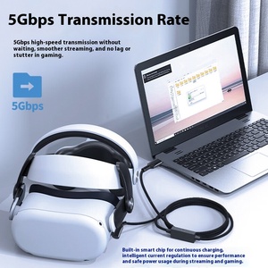 สำหรับเควส3 Pico 4 <span class=keywords><strong>VR</strong></span> สายดาต้าพร้อมแจ็กเก็ตพีวีซีชาร์จเร็ว5เมตรข้อศอกสำหรับเชื่อมต่อคอมพิวเตอร์และสตรีมมิ่ง USB Type-C Stock - Product Image 3