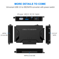 Adaptador de Disco Duro USB 3.0 a SATA IDE de 2.5/3.5 Pulgadas, Convertidor de Transferencia de Datos para Unidades de Disco Duro HDD, SSD y Unidades Ópticas para Computadoras Portátiles y de Escritorio