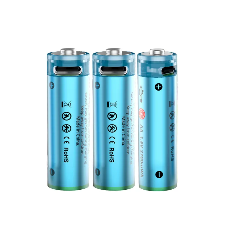 2024 New Design High Capacity Micro USB Fast Charging 1.5V 2700mWh 1800mAh Rechargeable 14500 AA Lithium Ion Batteries