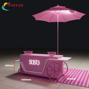 Carrito de Promoción de Belleza Portátil ROSA con Letrero LED, Kiosco Personalizado de Cosméticos para Ferias Comerciales, Eventos en Centros Comerciales y Stands - Product Image 6