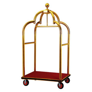 Meubles commerciaux boîte de voyage sac roues en acier inoxydable or cage à oiseaux hôtel hall <span class=keywords><strong>valise</strong></span> <span class=keywords><strong>chariot</strong></span> à bagages - Product Image 1