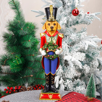 Redeco Offre Spéciale Noël Série Animal Chien Soldat Ornements Résine Artisanat Noël Casse-Noisette Figurines Pour Cadeaux Maison Déco