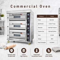 Four à sole électrique commercial HGB-90D, équipement de boulangerie industriel en acier inoxydable, machine à cuire avec thermostat réglable 10-260°C, 3 niveaux