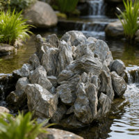 Pierre de dragon naturelle - Paysage aquatique authentique avec une couleur distincte noir-gris et des veines blanches